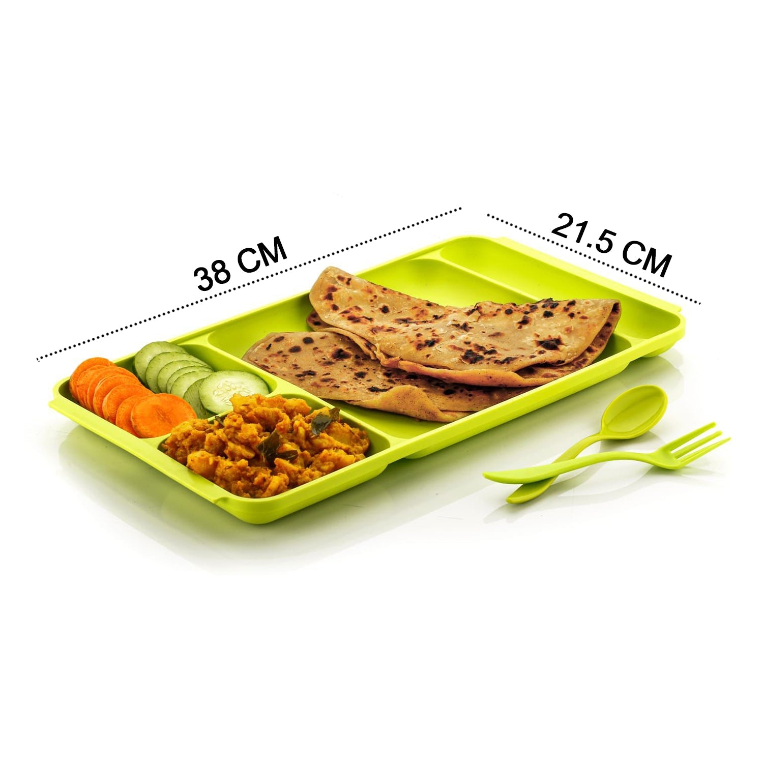 2037 4Compartment Dish with Spoon and Fork(2 Dish Set with 1Spoon and 1Fork) Dinner Plate Plastic Compartment Plate Pav Bhaji Plate 4-Compartments Divided Plastic Food Plate. DeoDap 2037 4Compartment Dish with Spoon and Fork(2 Dish Set with 1Spoon and 1Fork) Dinner Plate Plastic Compartment Plate Pav Bhaji Plate 4-Compartments Divided Plastic Food Plate. DeoDap